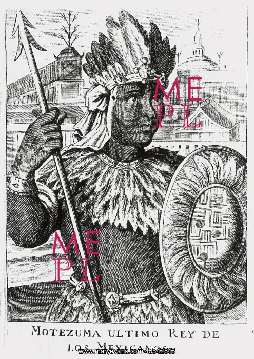 : Portrait of Montezuma II. Engraving : Portrait of Montezuma II. Engraving