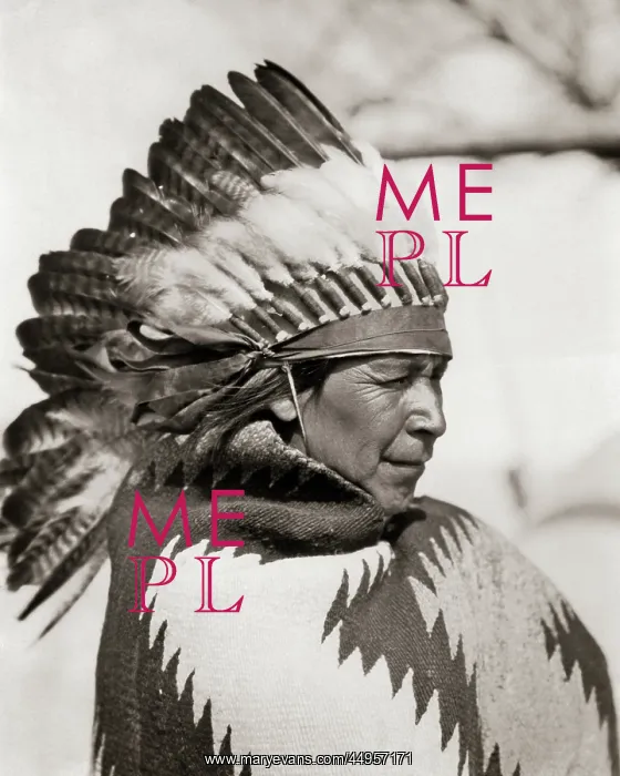 : Portrait Native American Man Wearing Feathered : Portrait Native American Man Wearing Feathered