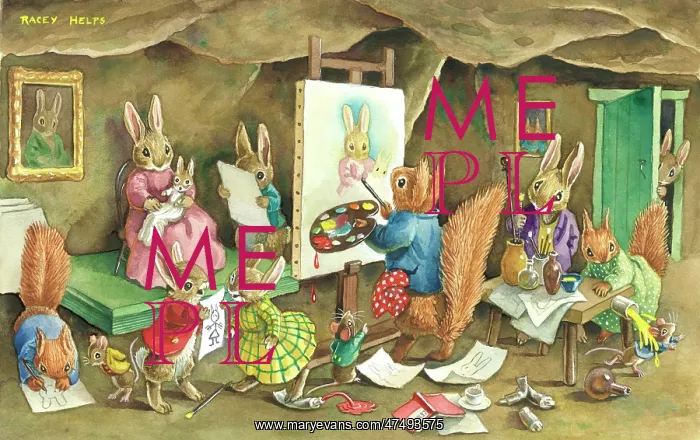 : The Portrait Painter - squirrel painting rabbit : The Portrait Painter - squirrel painting rabbit