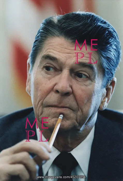  : Portrait of a pensive President Reagan at ?