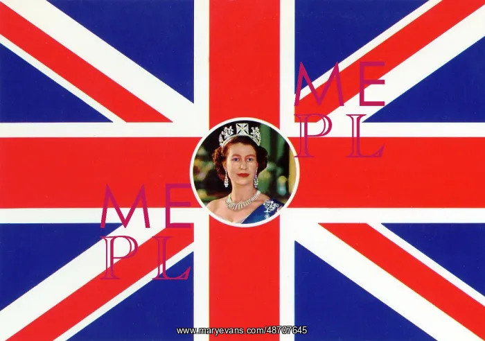 : Portrait of Queen Elizabeth and Union Jack : Portrait of Queen Elizabeth and Union Jack