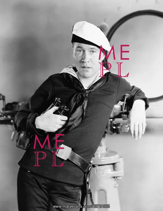 : Portrait of sailor with binoculars : Portrait of sailor with binoculars
