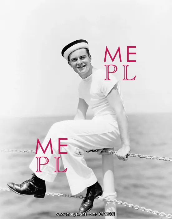 : Portrait of a sailor sitting on the pole of a boat : Portrait of a sailor sitting on the pole of a boat