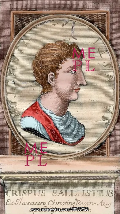 : Portrait of Sallust (86-35 BC). Colored engraving, 1772 : Portrait of Sallust (86-35 BC). Colored engraving, 1772