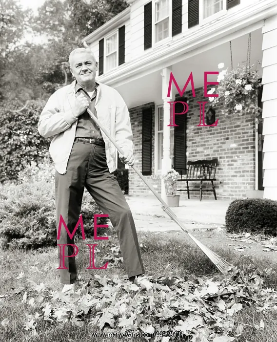 : Portrait Senior Man Outdoors in Front of House : Portrait Senior Man Outdoors in Front of House
