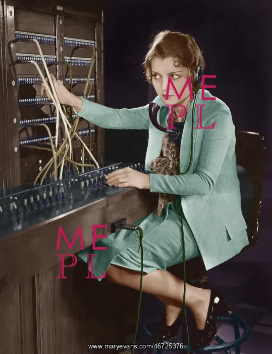 : Portrait of telephone operator : Portrait of telephone operator