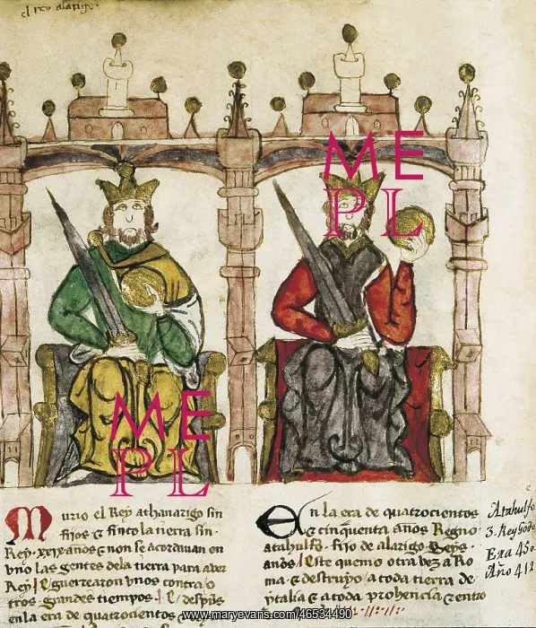 : Portrait of the Visigothic kings Alaric I (left) : Portrait of the Visigothic kings Alaric I (left)