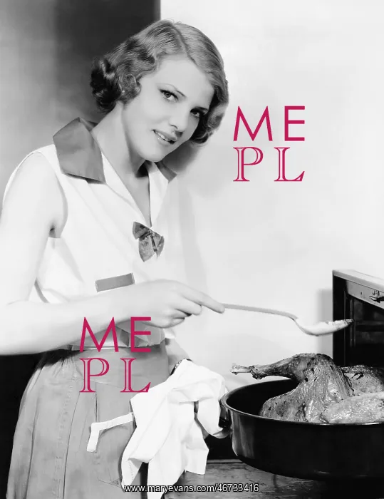 : Portrait of woman basting bird : Portrait of woman basting bird