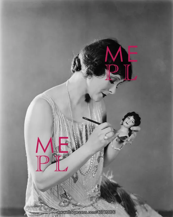 : Portrait of woman with doll : Portrait of woman with doll