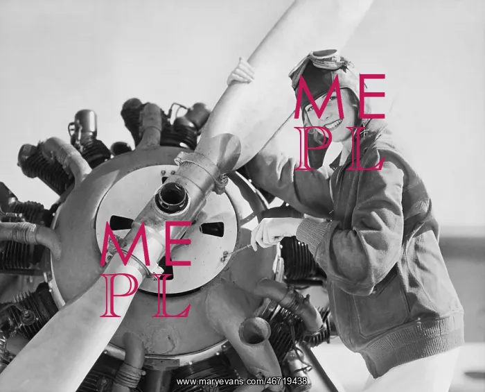  : Portrait of woman with plane propeller