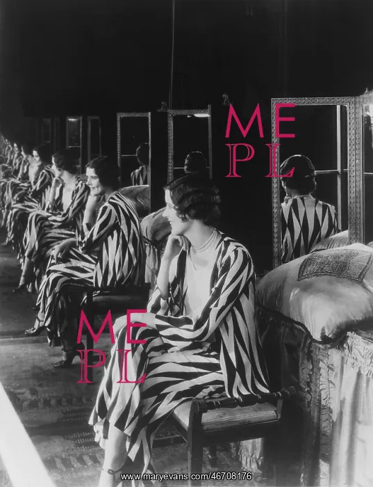 : Portrait of woman reflected many times in mirror : Portrait of woman reflected many times in mirror