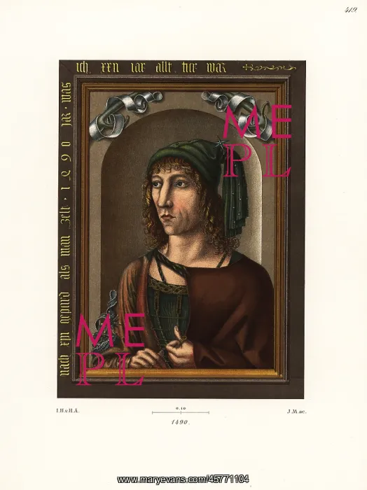 : Portrait of a young German nobleman in oils from 1490 : Portrait of a young German nobleman in oils from 1490