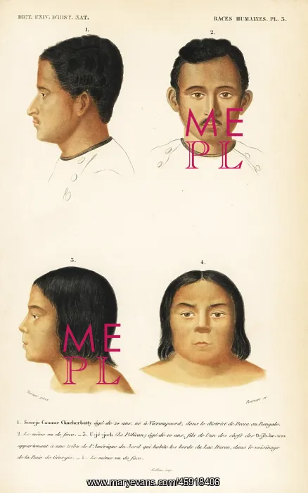 : Portraits of an Indian man and Native American : Portraits of an Indian man and Native American