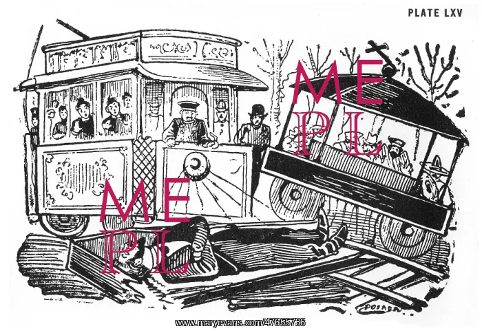 : Posada, Collision between a streetcar and a hearse : Posada, Collision between a streetcar and a hearse