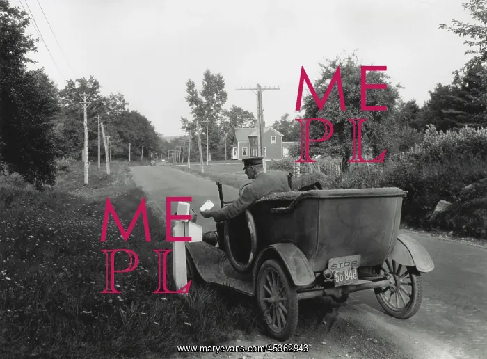  : Post man delivering mail in rural, York County