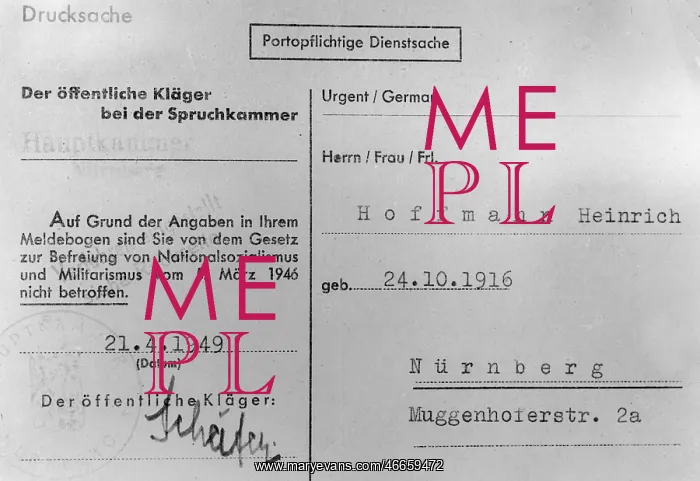 : post war period, denazification, documents, notice : post war period, denazification, documents, notice
