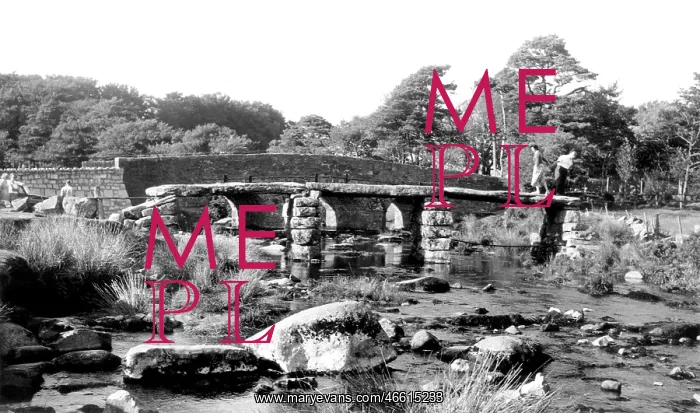  : Postbridge, the Clapper Bridge c1955