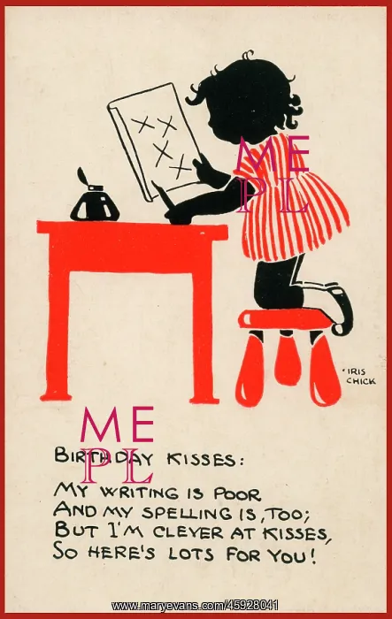 : Postcard - Birthday Kisses : Postcard - Birthday Kisses