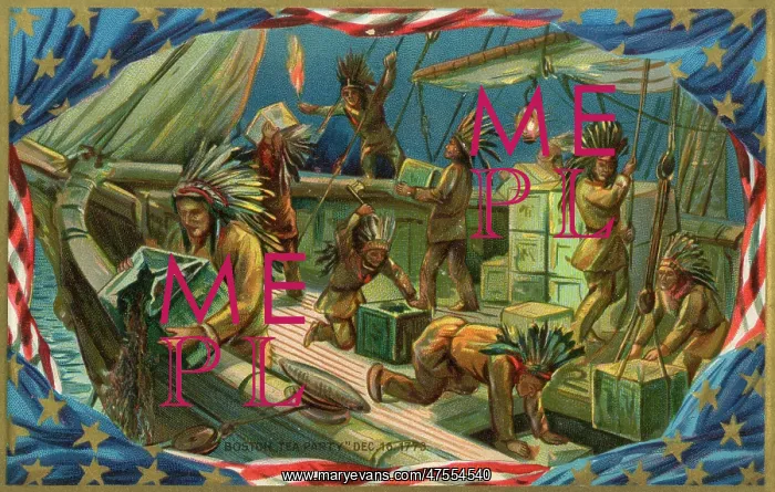: Postcard commemorating the Boston Tea Party : Postcard commemorating the Boston Tea Party