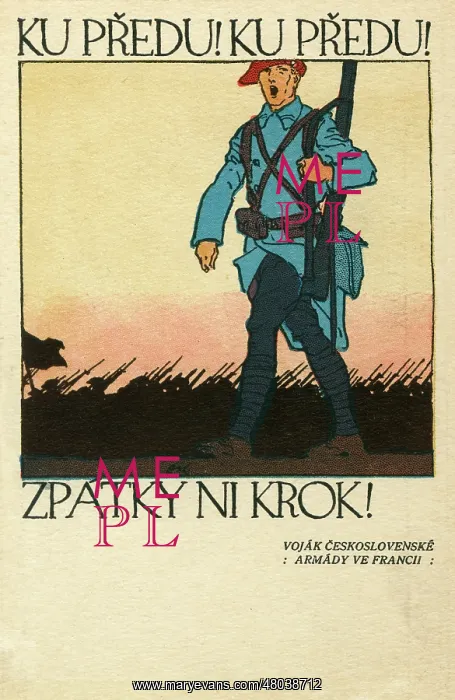 : Postcard, Czechoslovak Recruiting Office, WW1 : Postcard, Czechoslovak Recruiting Office, WW1