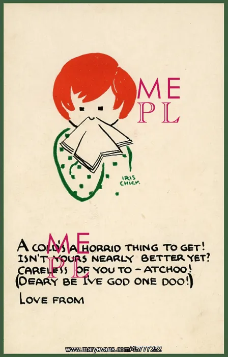 : Postcard design - A Cold's a horrid thing to get : Postcard design - A Cold's a horrid thing to get