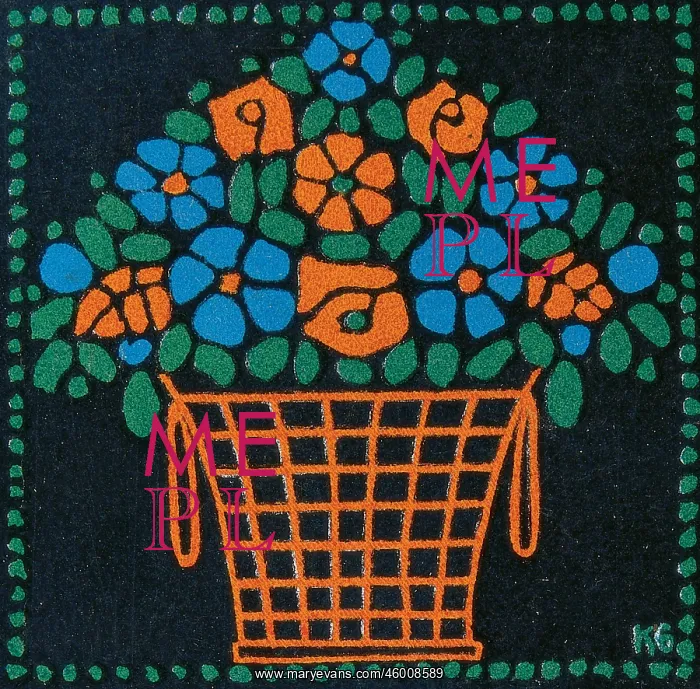 : Postcard with flower basket : Postcard with flower basket