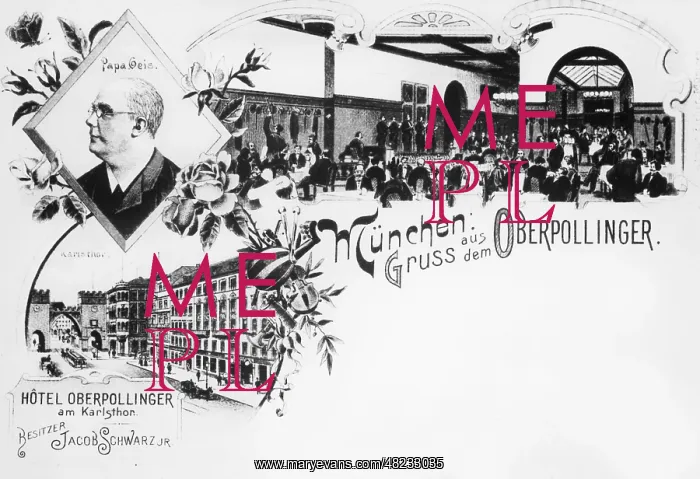 : Postcard from the hotel Oberpollinger in Munich : Postcard from the hotel Oberpollinger in Munich