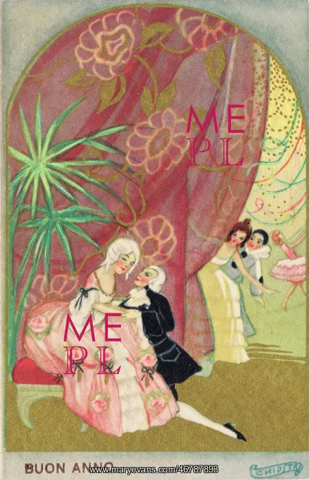 : Postcard with illustration by Chiostri, 1920s : Postcard with illustration by Chiostri, 1920s