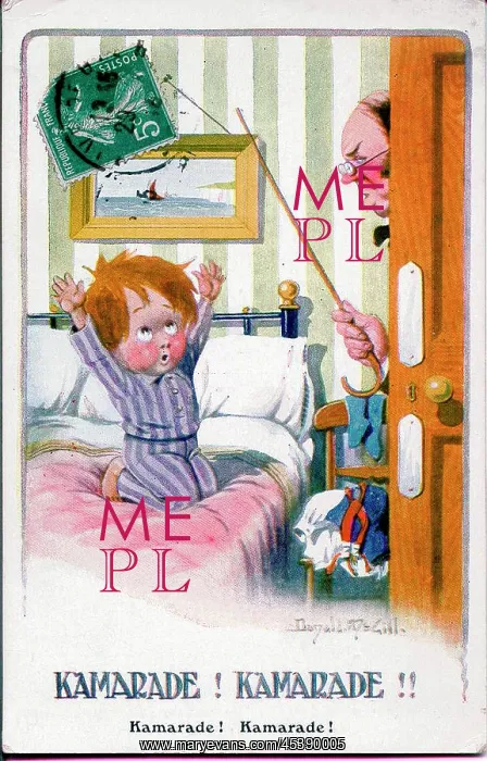 : Postcard, Little boy with father, WW1 : Postcard, Little boy with father, WW1