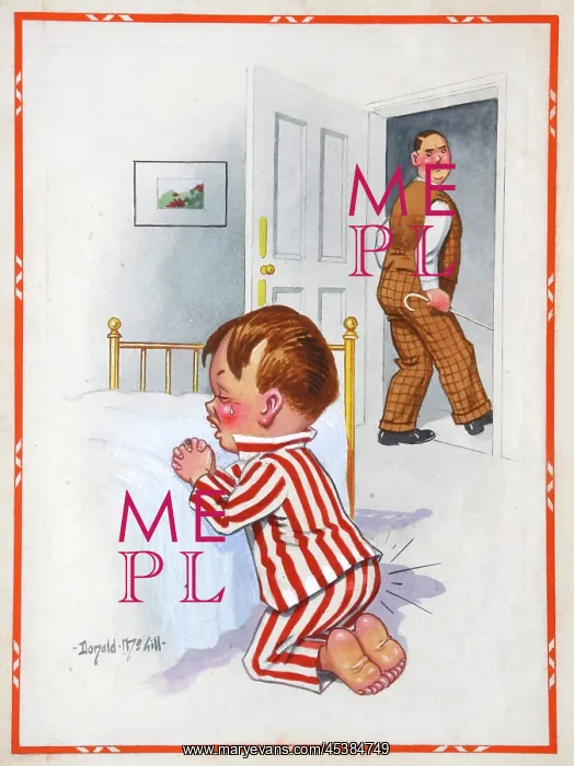 : Postcard, Little boy praying by his bed : Postcard, Little boy praying by his bed