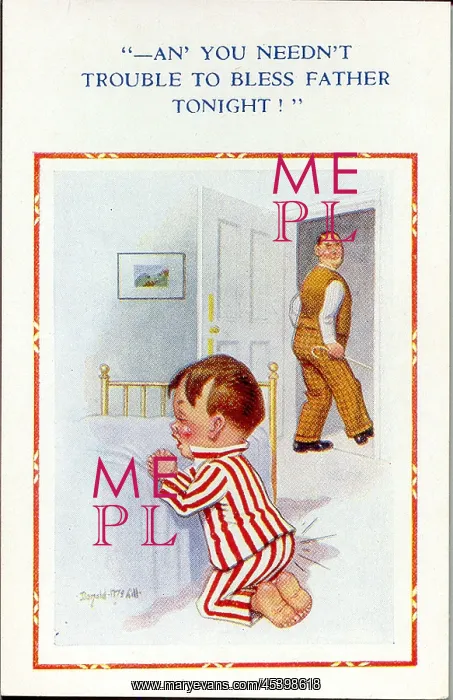 : Postcard, Little boy praying by his bed : Postcard, Little boy praying by his bed