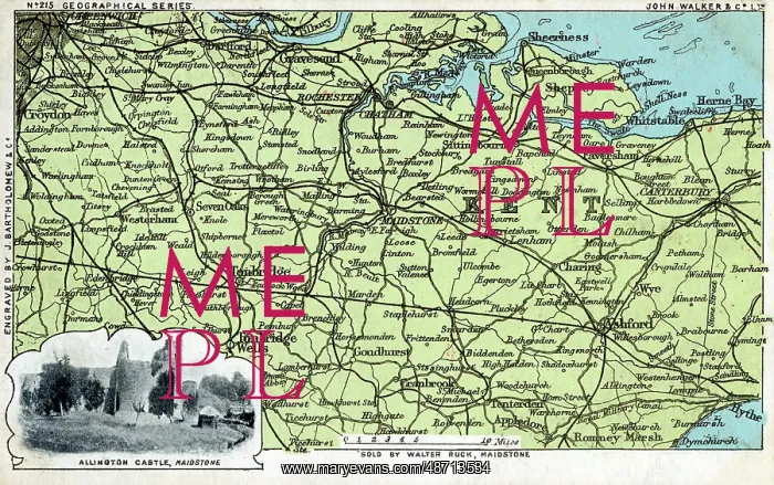 : Postcard map of Kent - inset of Allington Castle, Maidstone : Postcard map of Kent - inset of Allington Castle, Maidstone
