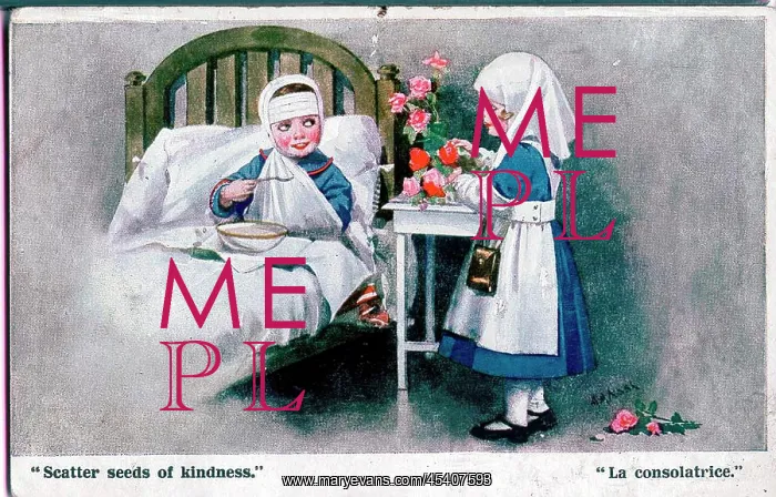 : Postcard, Nurse and patient, WW1 : Postcard, Nurse and patient, WW1