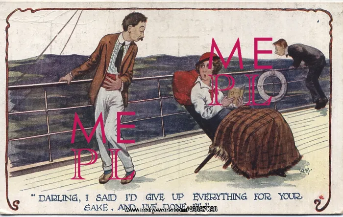 : Postcards - 1920's, humorous, postcard, ship : Postcards - 1920's, humorous, postcard, ship
