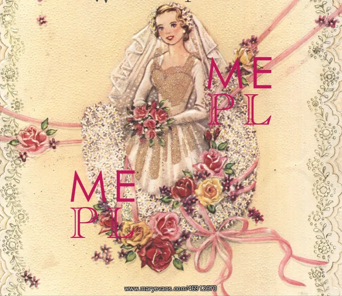 : Postcards - 1950's, illustration, bride, wedding : Postcards - 1950's, illustration, bride, wedding