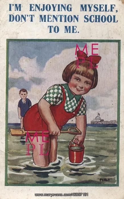 : Postcards - seaside postcard, colour illustration : Postcards - seaside postcard, colour illustration