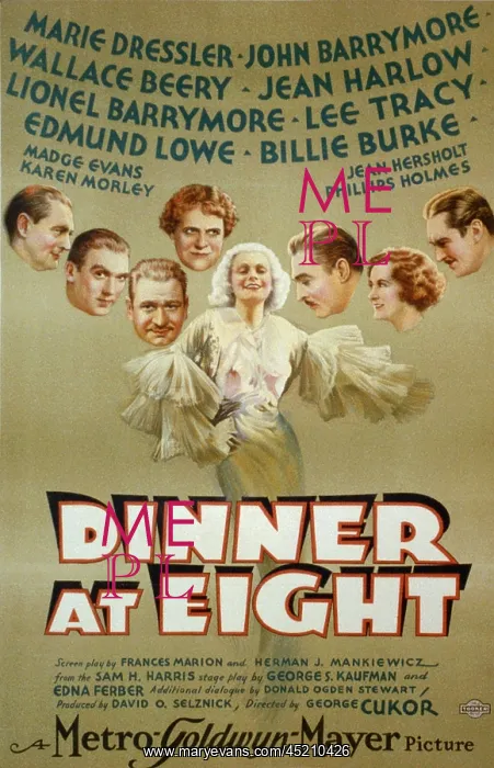 : Poster for the 1933 film, DINNER AT EIGHT : Poster for the 1933 film, DINNER AT EIGHT