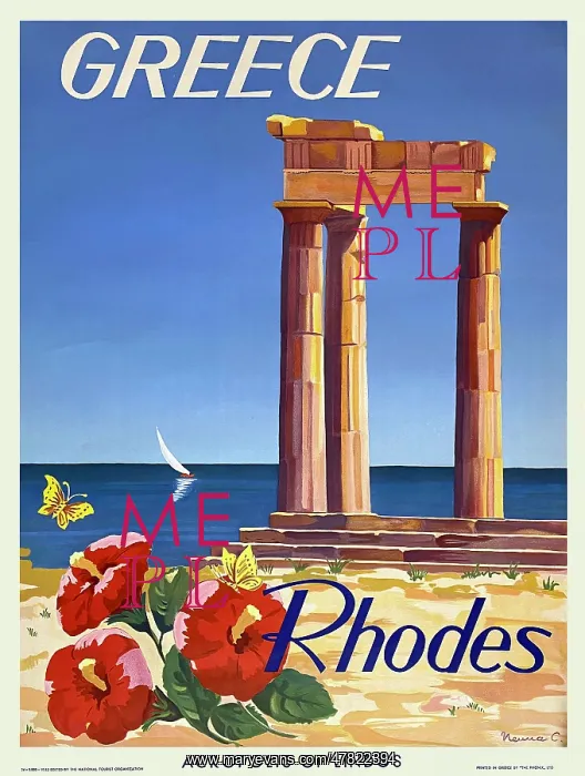 : Poster, Acropolis of Lindos, Rhodes, Greece : Poster, Acropolis of Lindos, Rhodes, Greece