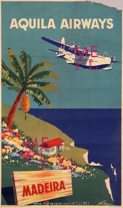 : Poster advertising Aquila Airways : Poster advertising Aquila Airways