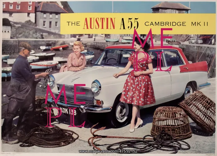 : Poster advertising Austin Cambridge car : Poster advertising Austin Cambridge car