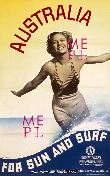 : Poster advertising Australia for sun and surf : Poster advertising Australia for sun and surf
