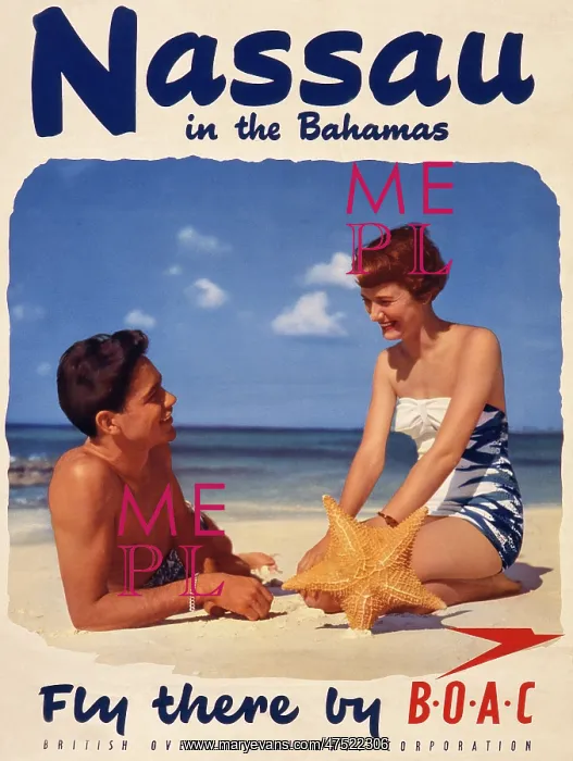 : Poster advertising BOAC flights to Nassau : Poster advertising BOAC flights to Nassau