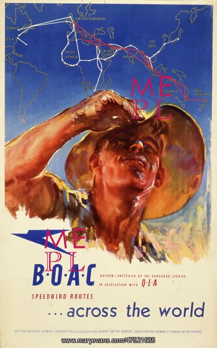 : Poster advertising BOAC flights across the world : Poster advertising BOAC flights across the world