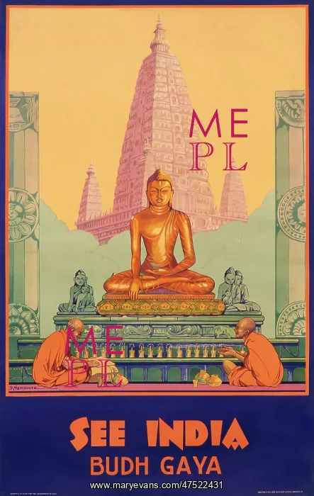 : Poster advertising Budh Gaya, India : Poster advertising Budh Gaya, India