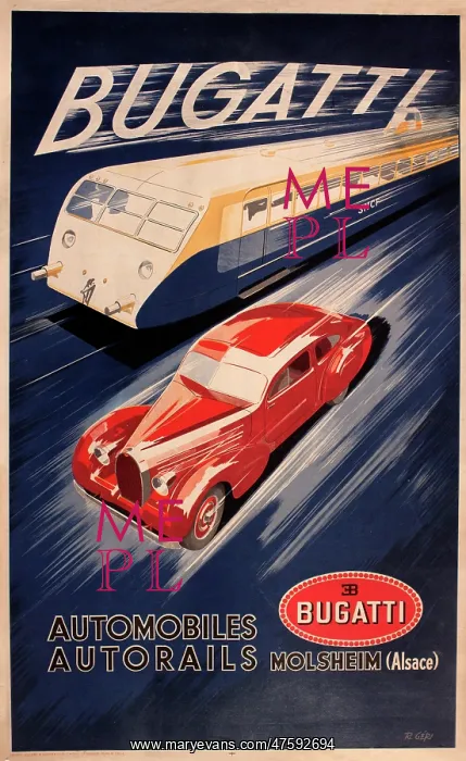 : Poster advertising Bugatti : Poster advertising Bugatti