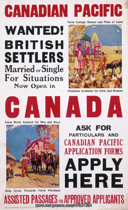 : Poster advertising Canada to British settlers : Poster advertising Canada to British settlers