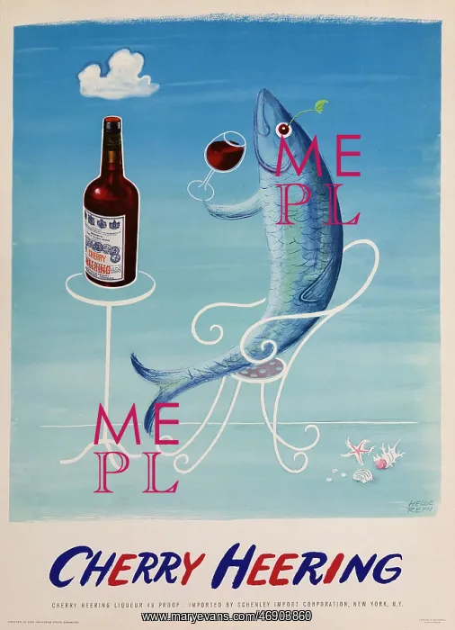 : Poster, advertisement for Cherry Heering liqueur : Poster, advertisement for Cherry Heering liqueur