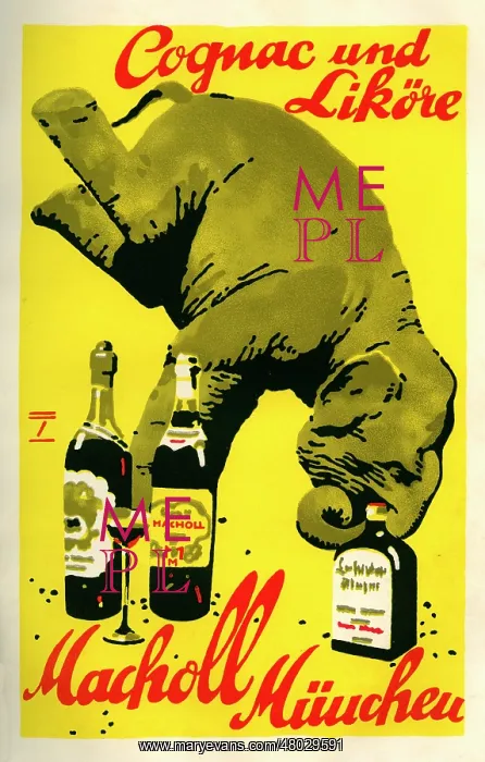 : A poster advertising Cognac and liqueurs for Macholl : A poster advertising Cognac and liqueurs for Macholl