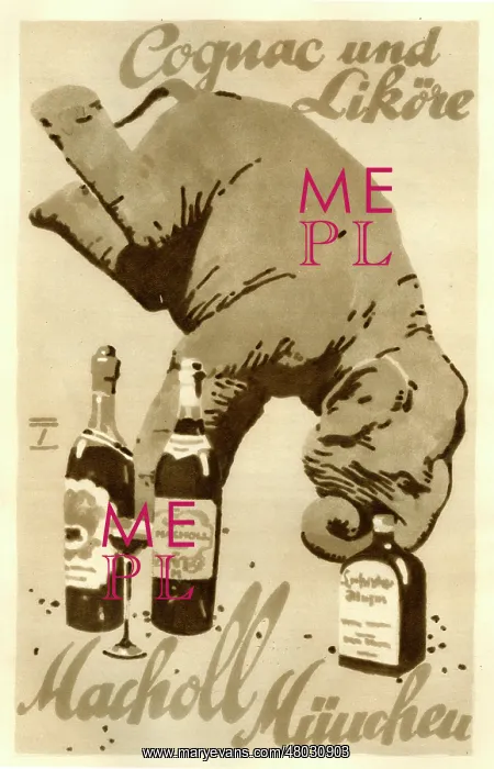 : A poster advertising Cognac and liqueurs for Macholl : A poster advertising Cognac and liqueurs for Macholl