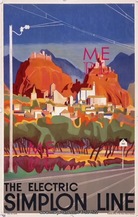 : Poster advertising the electric Simplon Line : Poster advertising the electric Simplon Line
